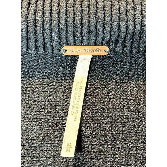 Free People Black Ottoman Slouchy Tunic Oversized Sweater Dress Women’s Medium - Picture 7 of 12